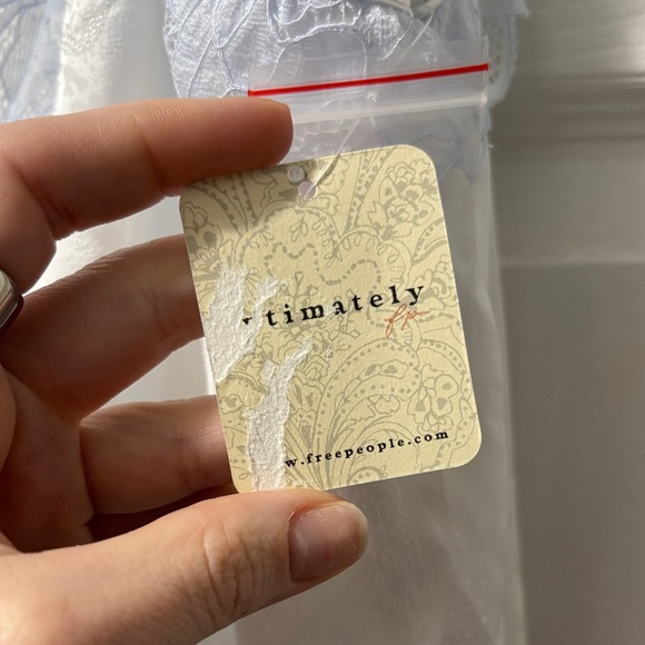 Free People Intimately Elegant Lace Trimmed Blue and White Size L - Picture 3 of 6